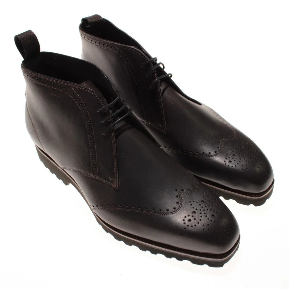 Di Bianco NWD Lace Up Chukka Boots Size 42 (US 9) in Brown Leather Made in Italy